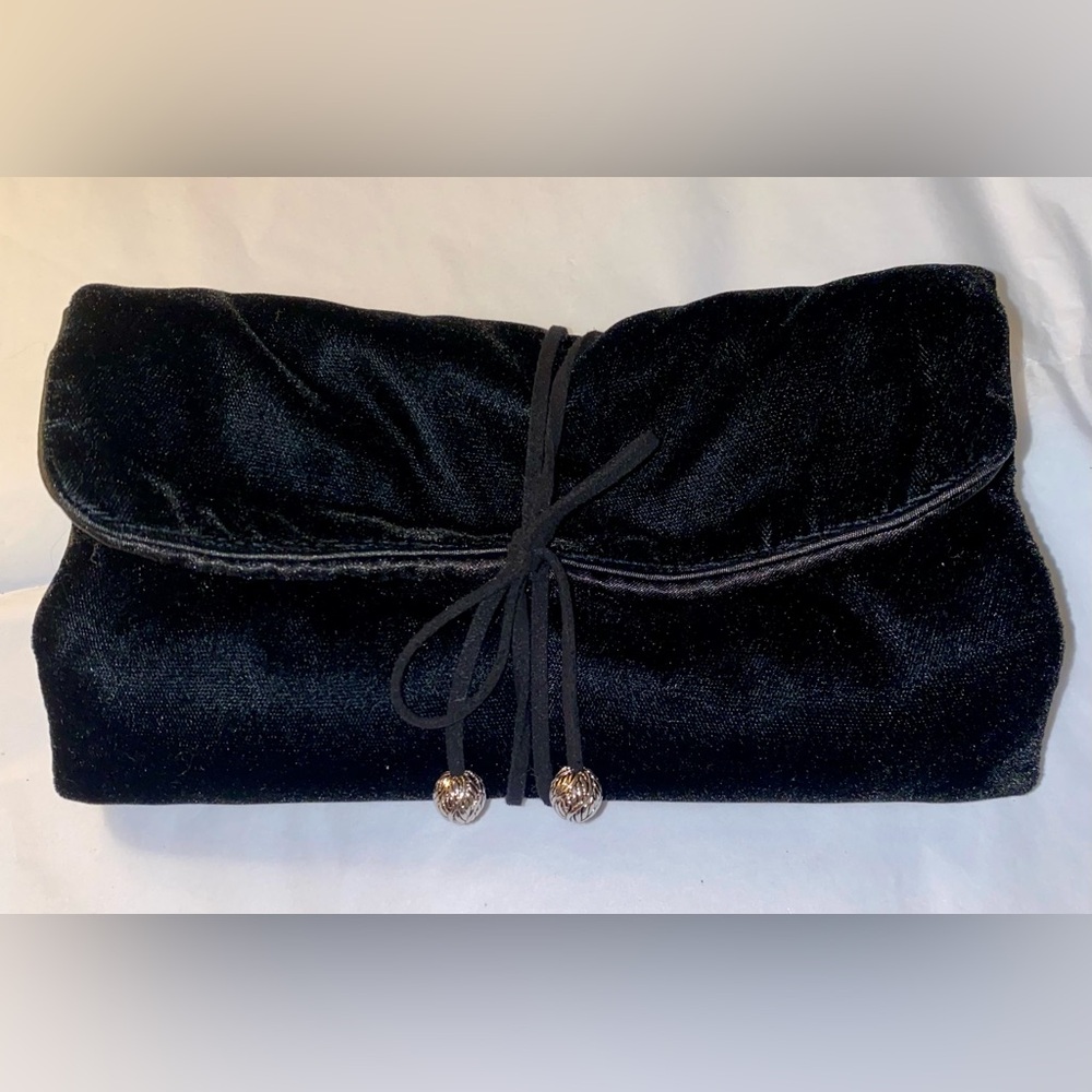 David Yurman Black Velvet Satin Lined Travel Jewelry Roll Pouch Bag
